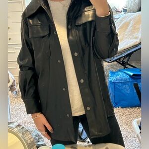 Black oversized Steve Madden leather bomber jacket